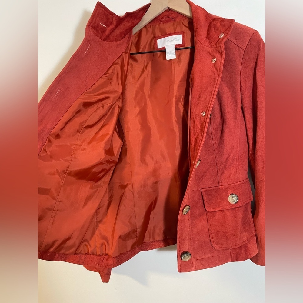 Marshall Field’s Vintage Suede Leather Jacket Women’s Size 10 Rust Color 🍁 - Picture 5 of 12